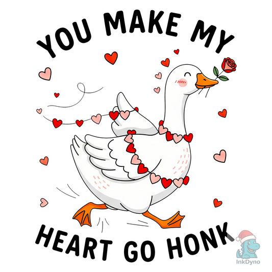 Funny Goose Valentine Heart Go Honk - DTF Transfer