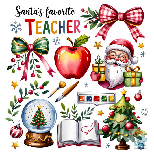 Santas Favorite Teacher Christmas - DTF Transfer