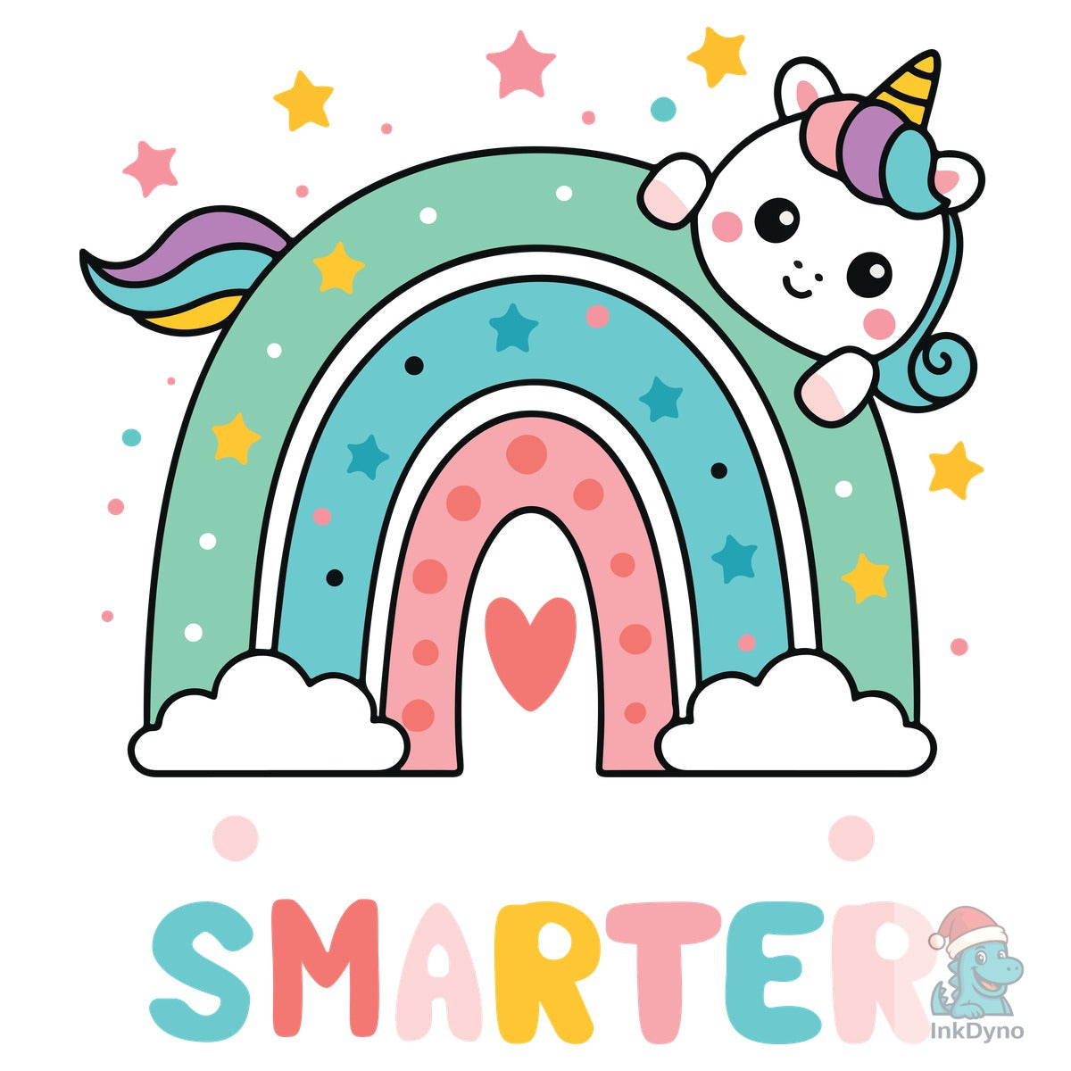 Rainbow Cute Unicorn 100 Days Smarter
