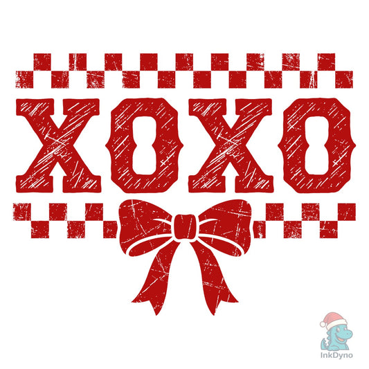 Vintage XOXO Bow Checkered Print - DTF Transfer