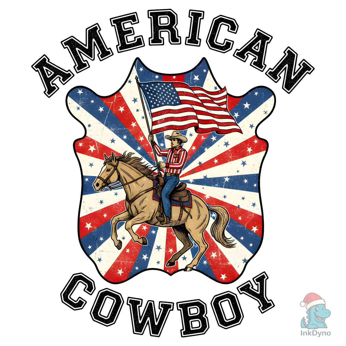 American Flag Rodeo Cowboy Bronco