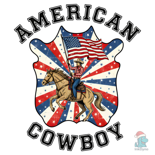 American Flag Rodeo Cowboy Bronco - DTF Transfer