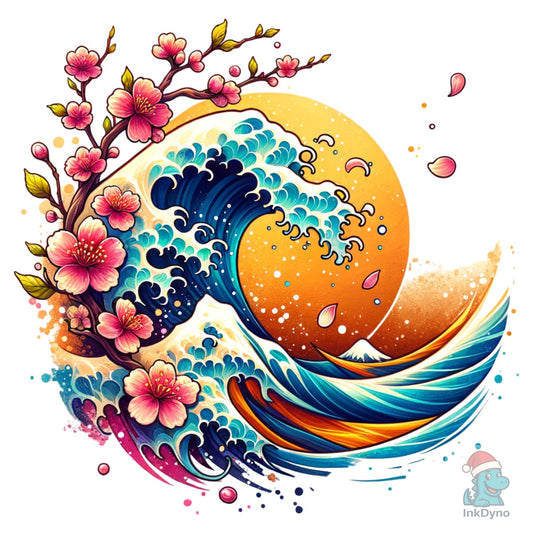 Japanese Sakura Ocean Wave - DTF Transfer