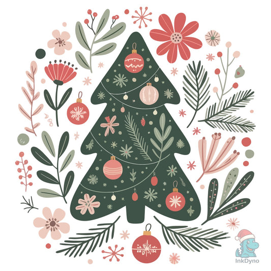 Elegant Poinsettia Christmas Design - DTF Transfer