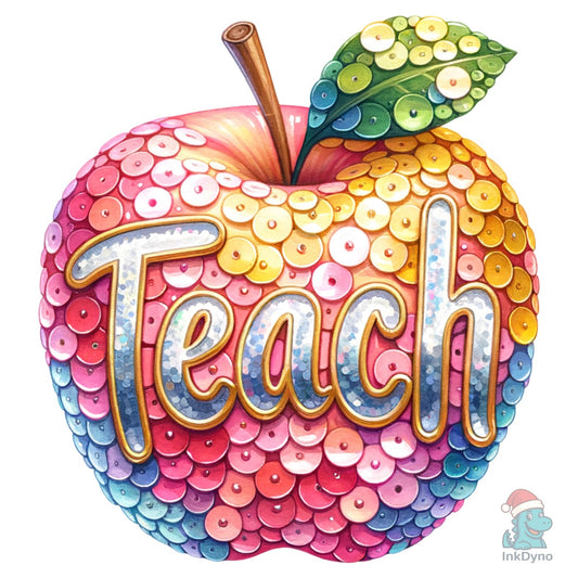 School Teach Sequin Apple - DTF Transfer