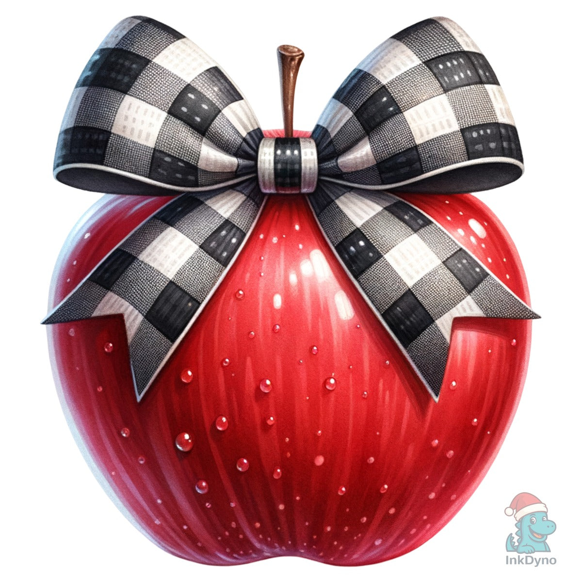 School Teacher Apple Checkered Bow