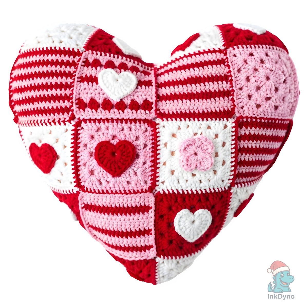 Crochet Patchwork Heart Pillow