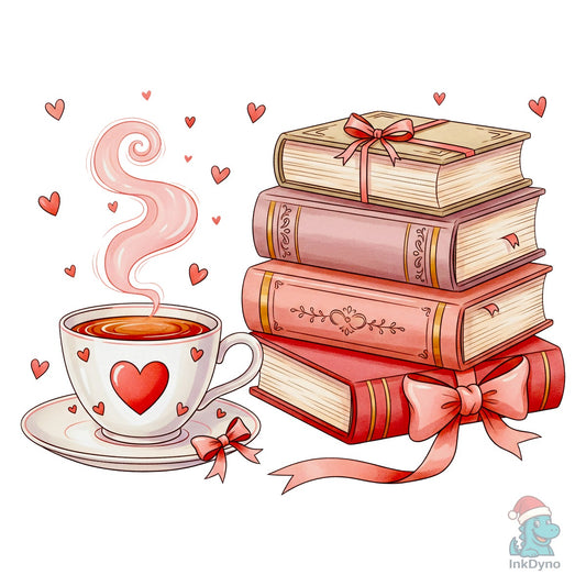 Valentine Books and Coffee Cup - DTF Transfer