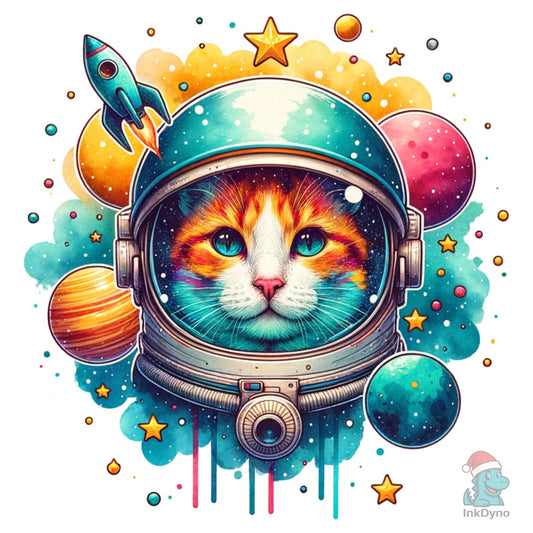 Astronaut Cat Colorful Planets - DTF Transfer