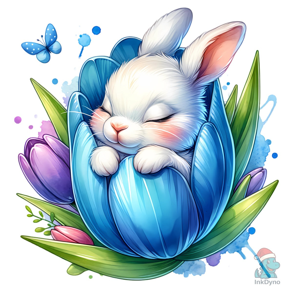 Bunny Rabbit Blue Flower