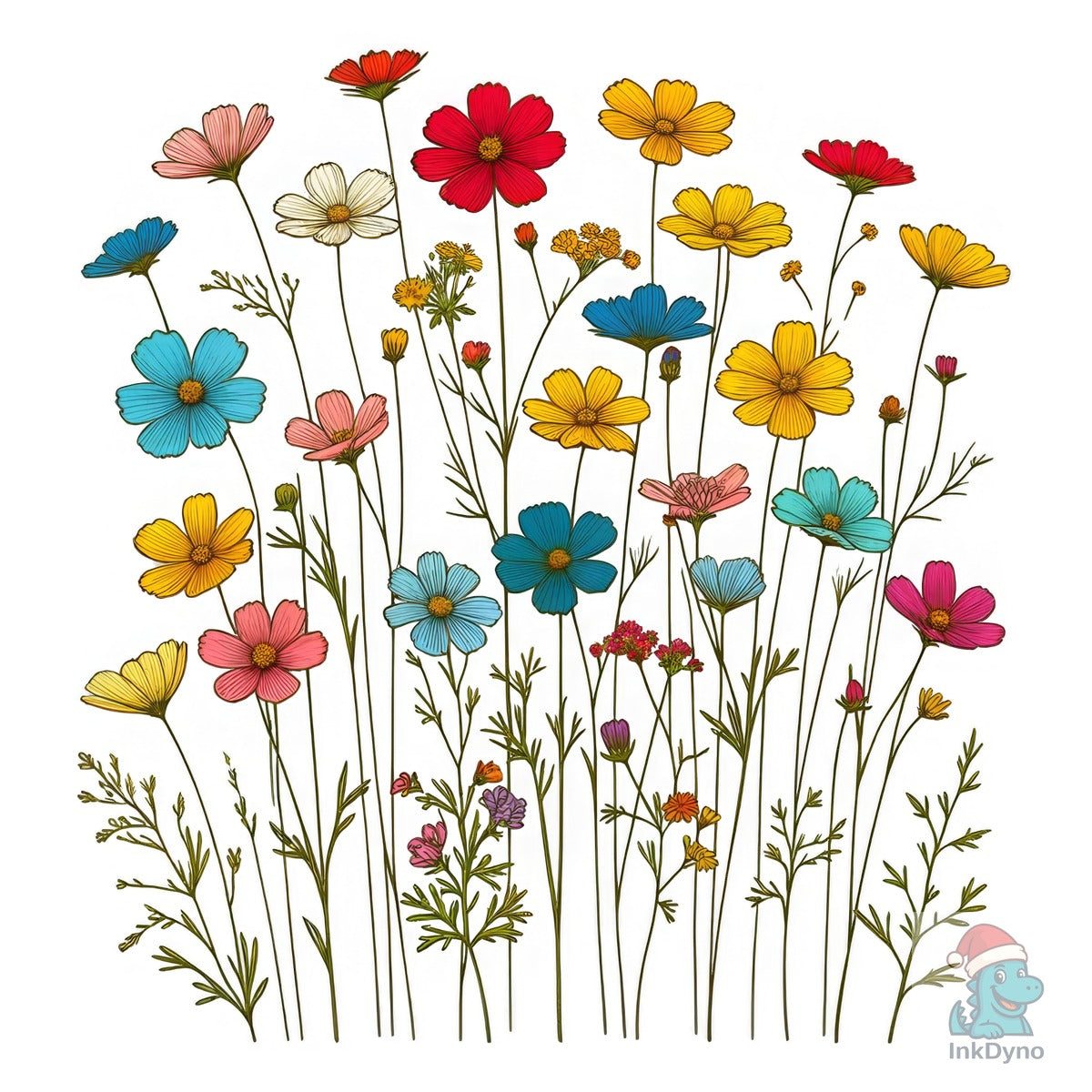 Colorful Retro Wild Flowers