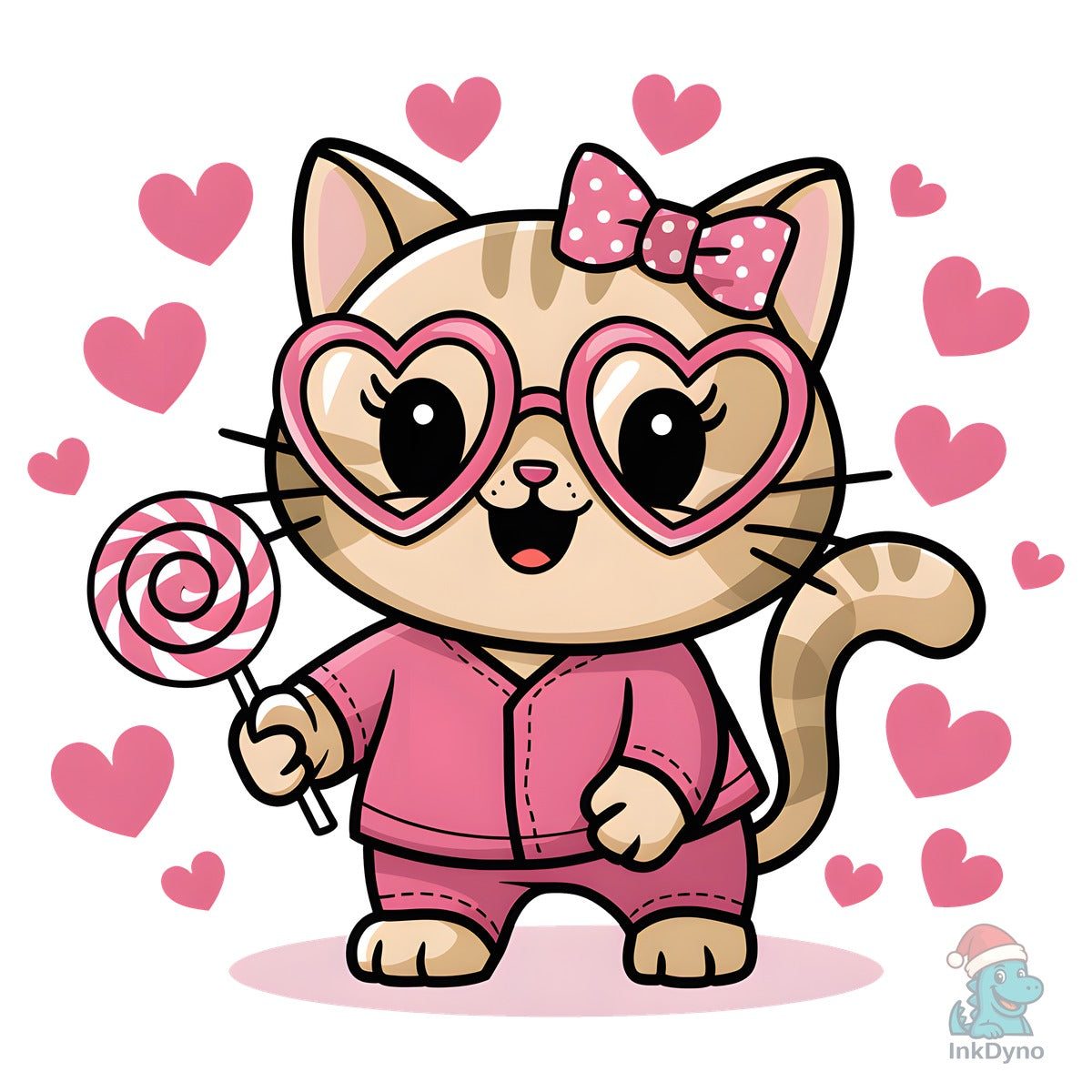 Cute Valentine Cat in Pink