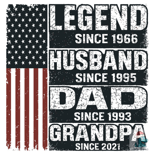 Legend Husband Dad Grandpa Flag - DTF Transfer