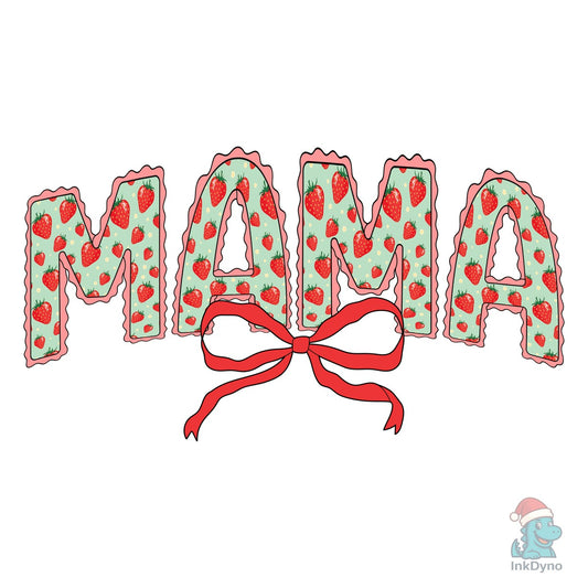 Strawberry Mama Bow Sublimation - DTF Transfer