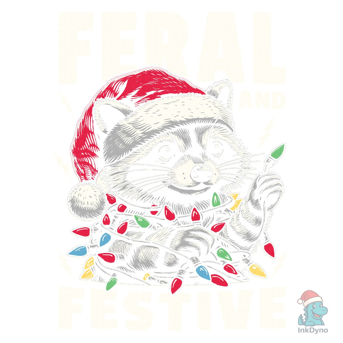 Feral and Festive Christmas Raccoon