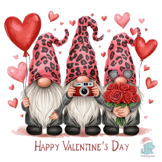 Happy Valentine's Day Three Gnomes - DTF Transfer