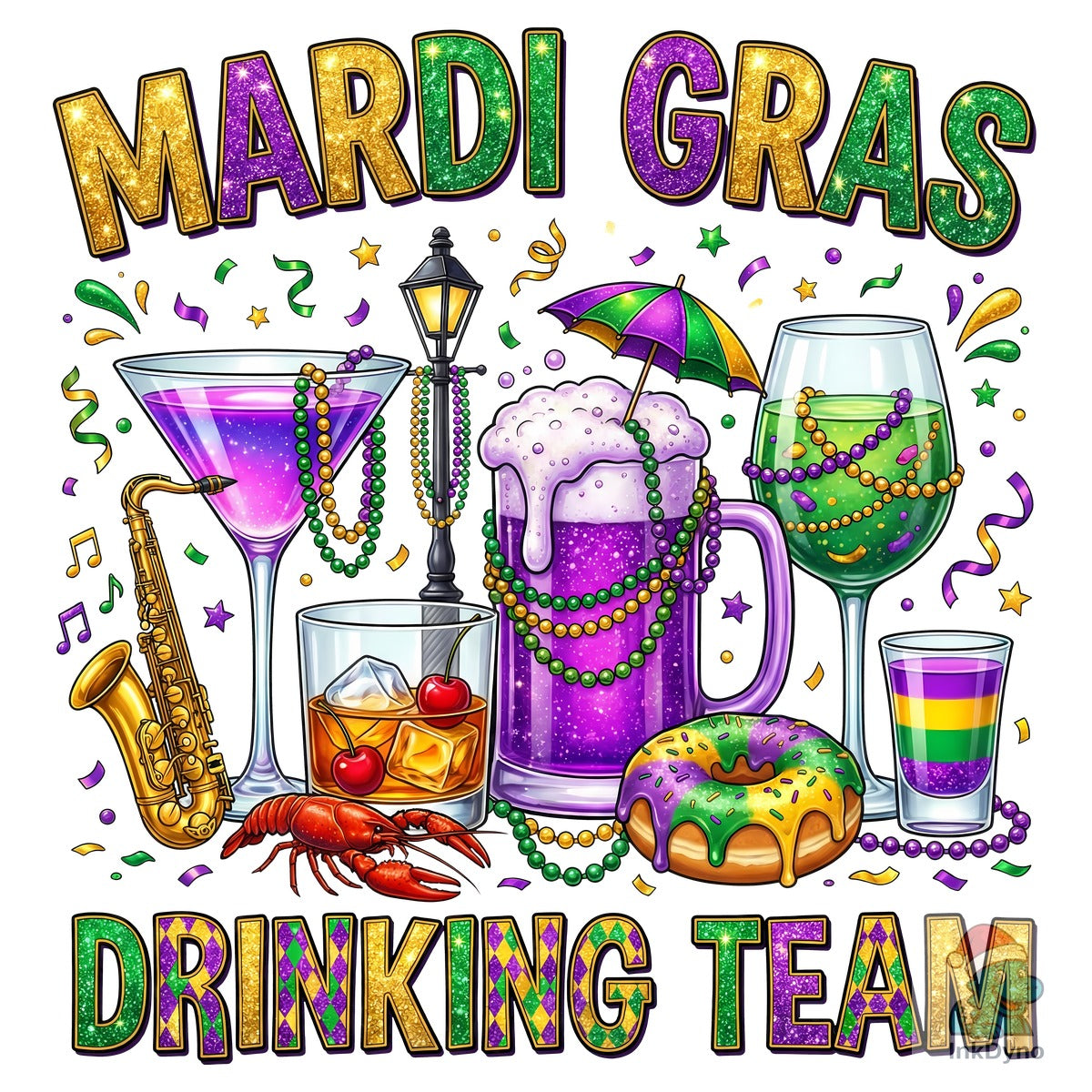Mardi Gras Drinking Team Sublimation