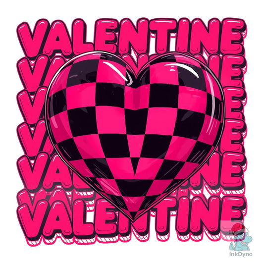 Retro Checker Heart Valentine Love - DTF Transfer