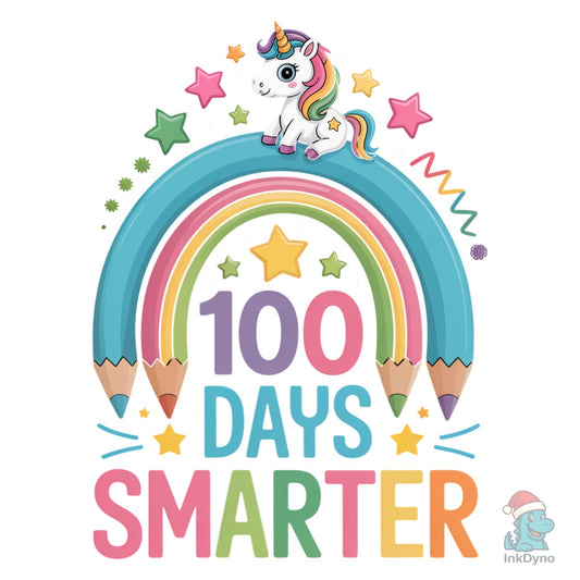 100 Days Smarter Unicorn Rainbow - DTF Transfer