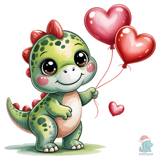 Watercolor Valentine's Day T-Rex - DTF Transfer
