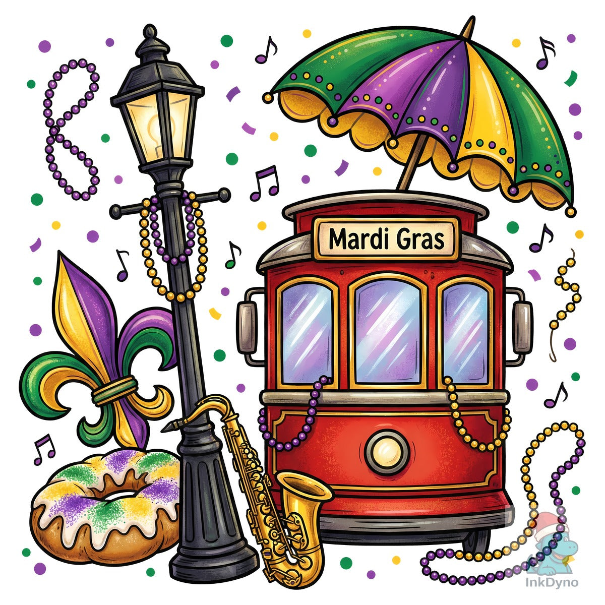 Mardi Gras Streetcar Sublimation Design