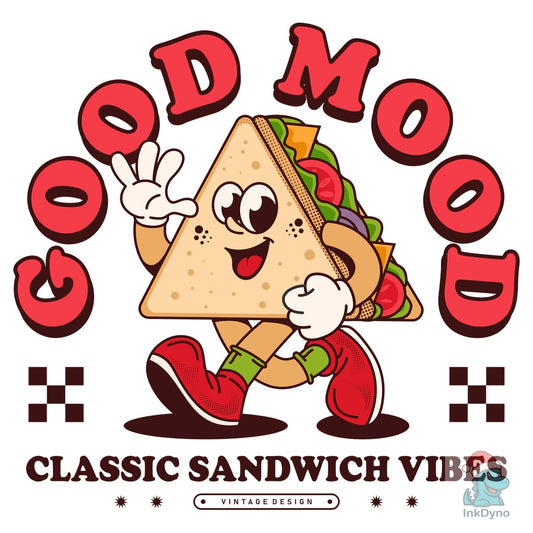 Retro Cartoon Sandwich Character Design - DTF Transfer