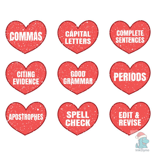 Writing Skills Valentine Teacher Hearts - DTF Transfer