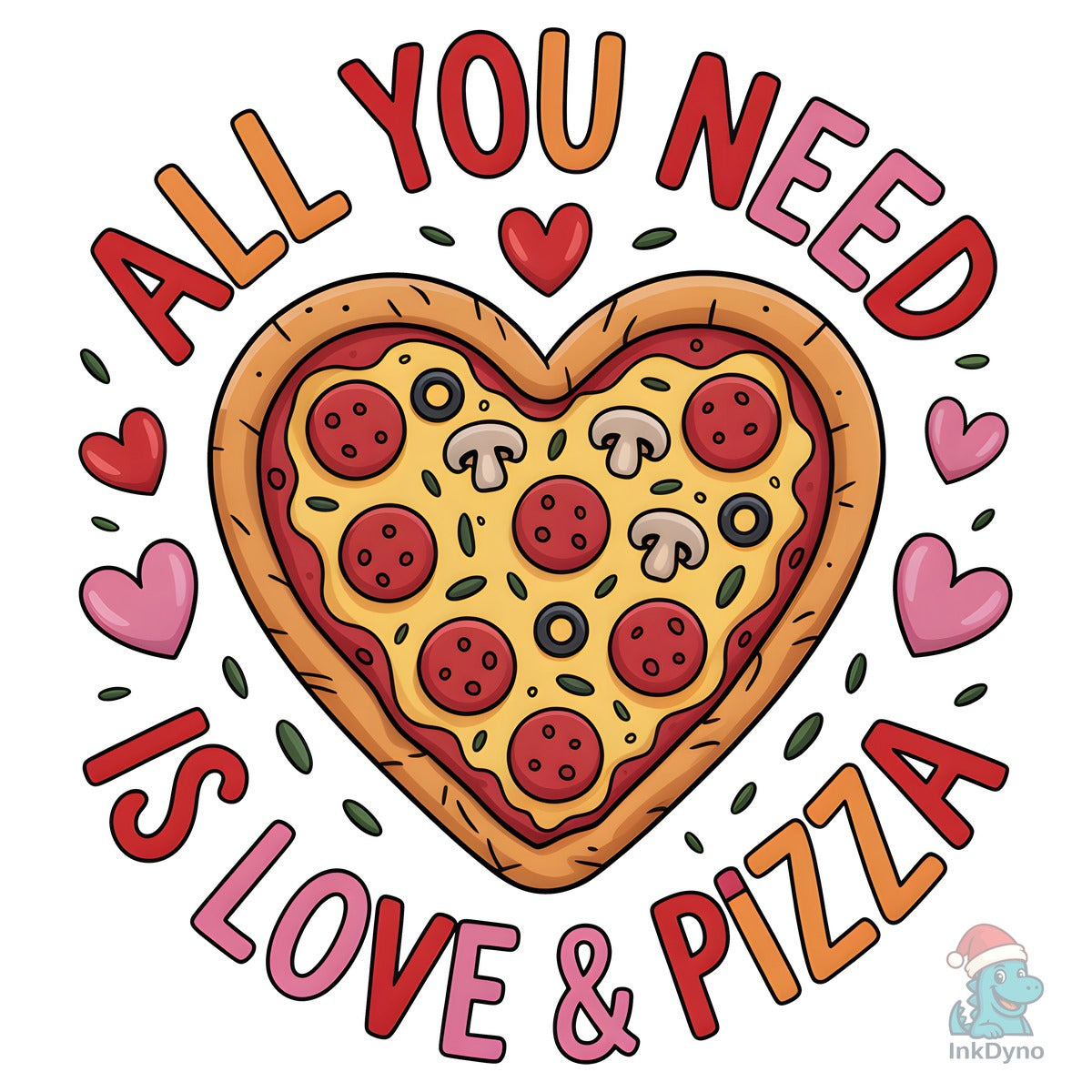 Love and Pizza Heart Art