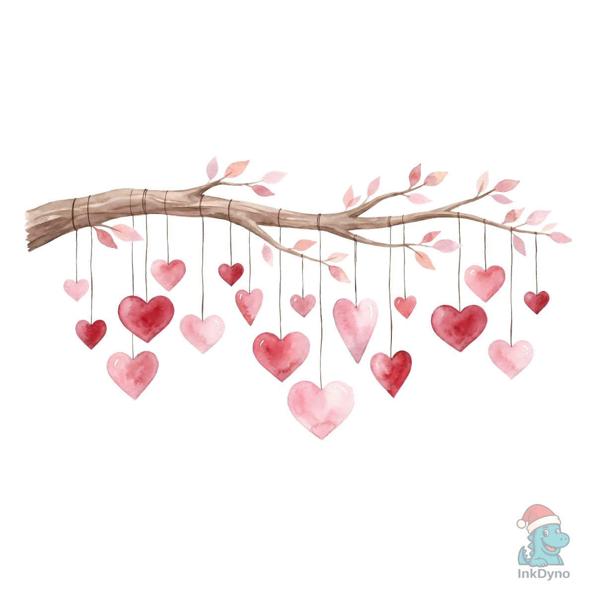 Watercolor Hanging Hearts Sublimation
