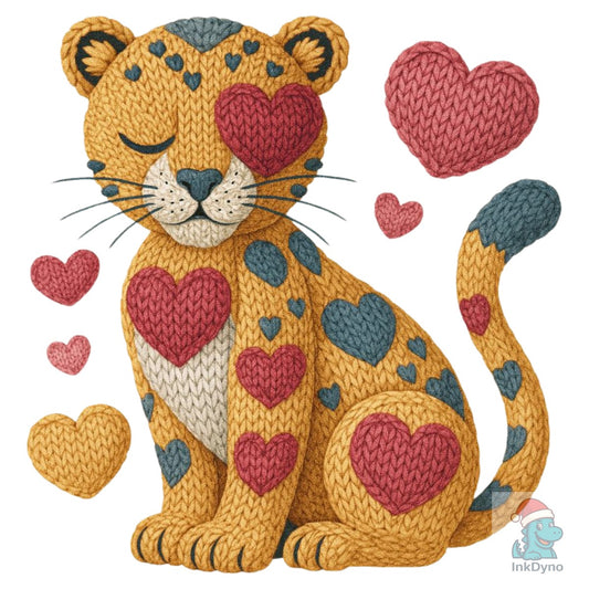 Faux Yarn Pink Valentine Cat Hearts - DTF Transfer
