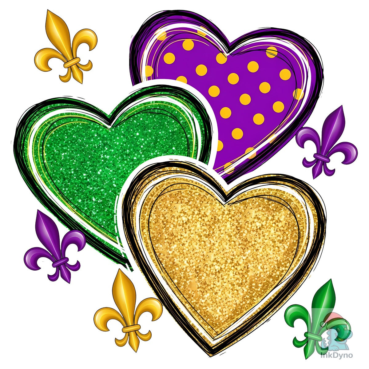 Mardi Gras Heart Glitter & Fleur-de-Lis
