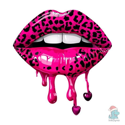 Pink Lips with a Leopard Print Valentine - DTF Transfer
