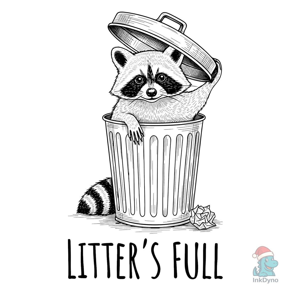 Cute Raccoon in Trash Can