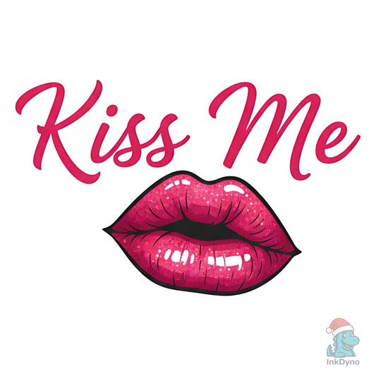Kiss Me Valentine Day Pink Lip Heart - DTF Transfer