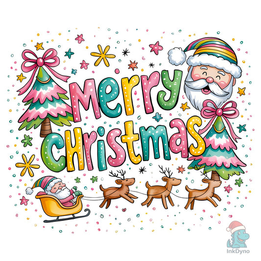 Merry Christmas Coquette Santa Tree - DTF Transfer