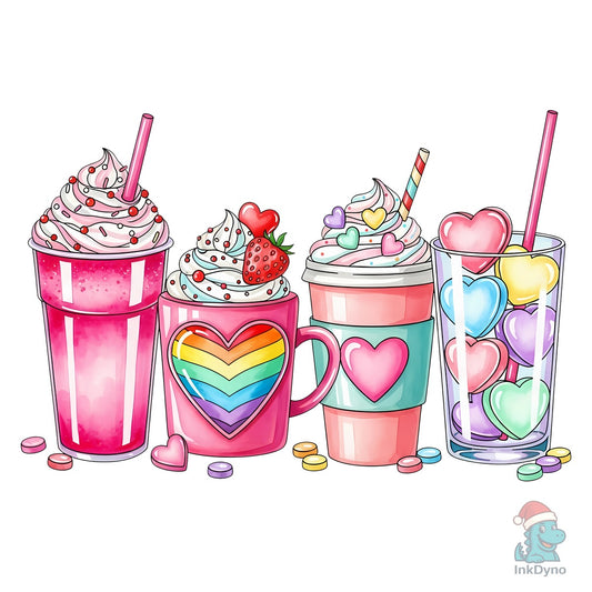 "Valentine's Day Milkshakes Hearts - DTF Transfer