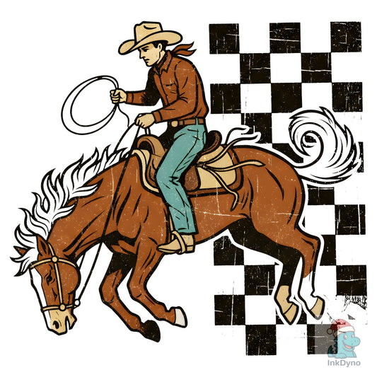 Rodeo Cowboy Checkered Western - DTF Transfer