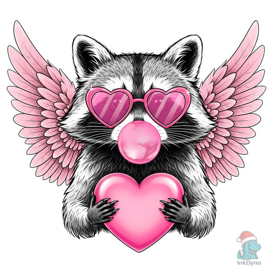 Cute Winged Raccoon Valentine - DTF Transfer