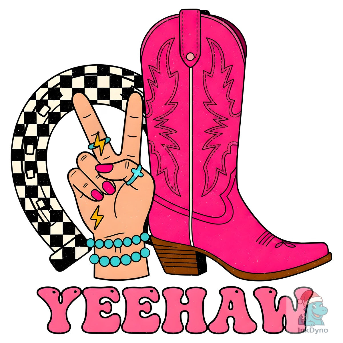 Eehaw Horseshoe Checkered Western