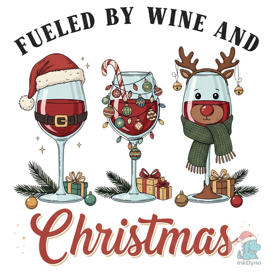 Festive Wine Glass Christmas - DTF Transfer