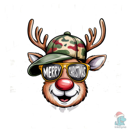 Holly Jolly Dude Reindeer Camo Xmas - DTF Transfer