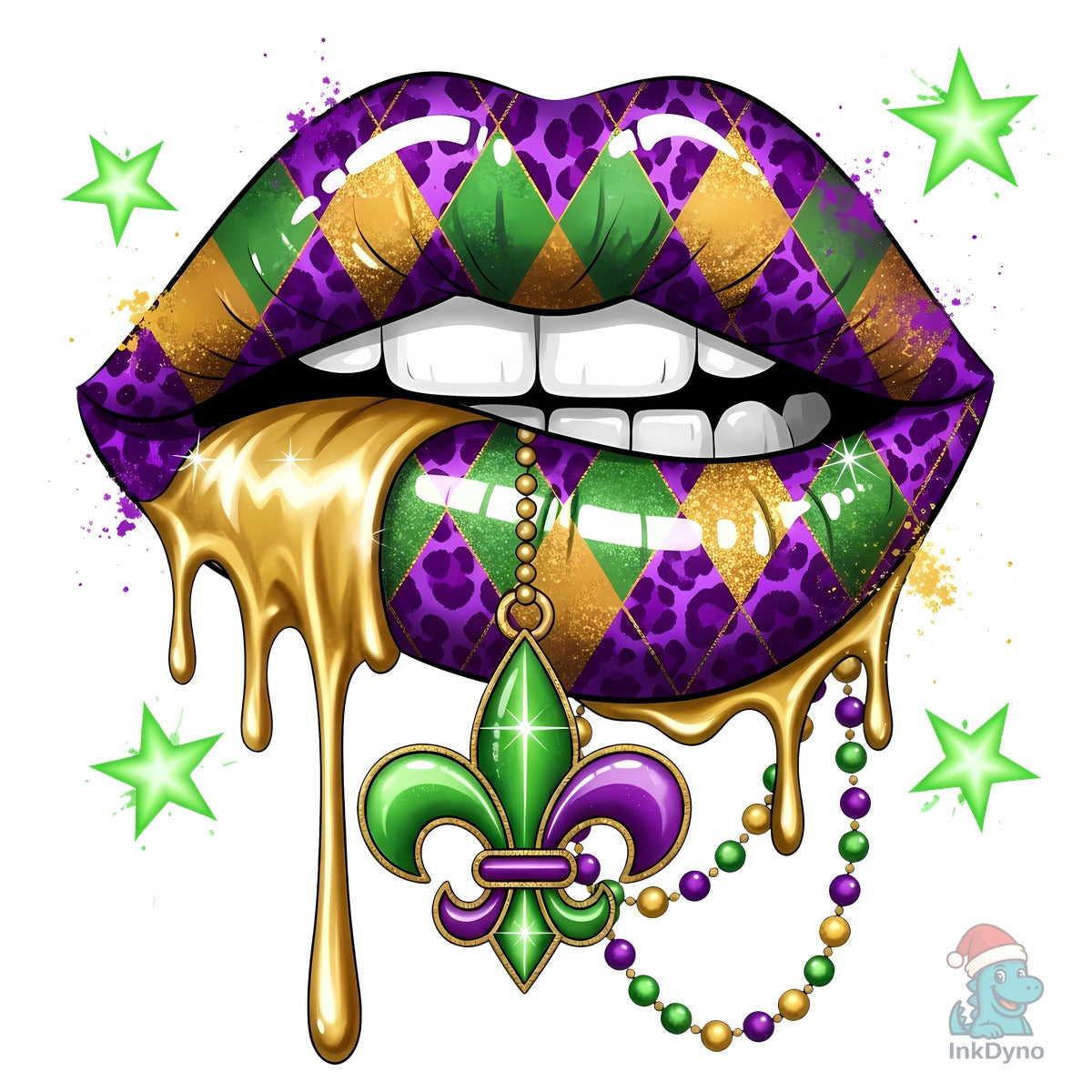 Mardi Gras Dripping Lips Sublimation