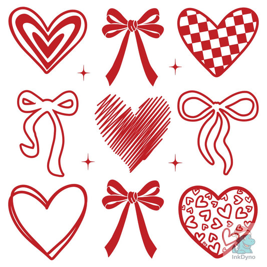 Valentine Heart & Bow - DTF Transfer