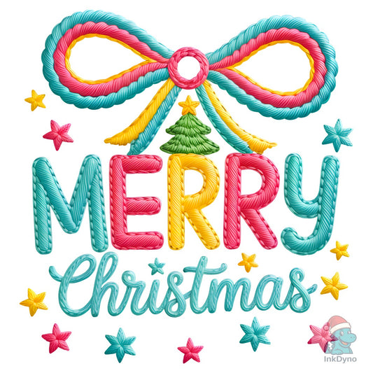 Yarn Faux Embroidery Merry Christmas - DTF Transfer