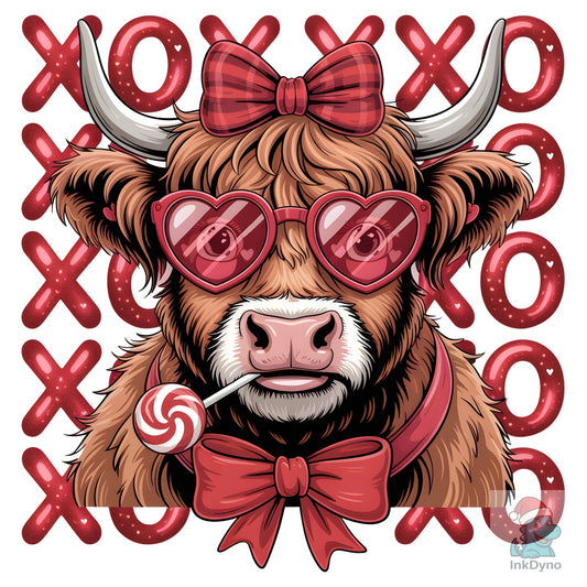 Valentine Highland Cow XOXO - DTF Transfer