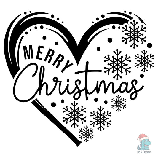 Merry Christmas Heart Snowflake - DTF Transfer