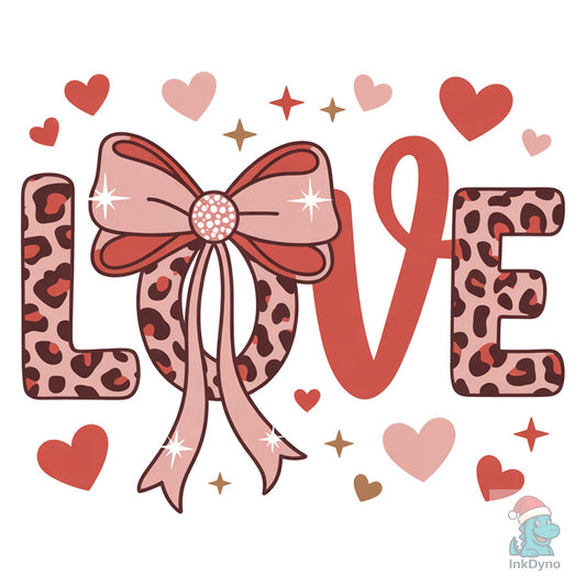 Leopard Love with Bow Valentines Day - DTF Transfer