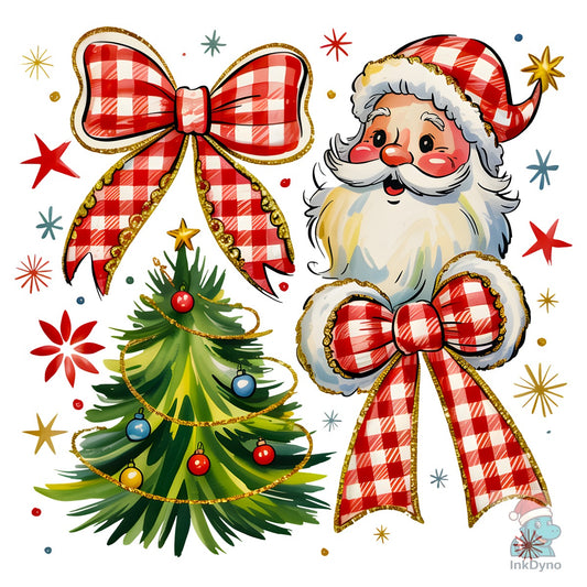 Santa Coquette Christmas Retro Tree - DTF Transfer