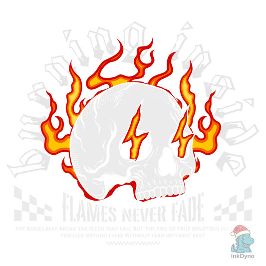 Skull Flames Urban Streetwear Design - DTF Transfer