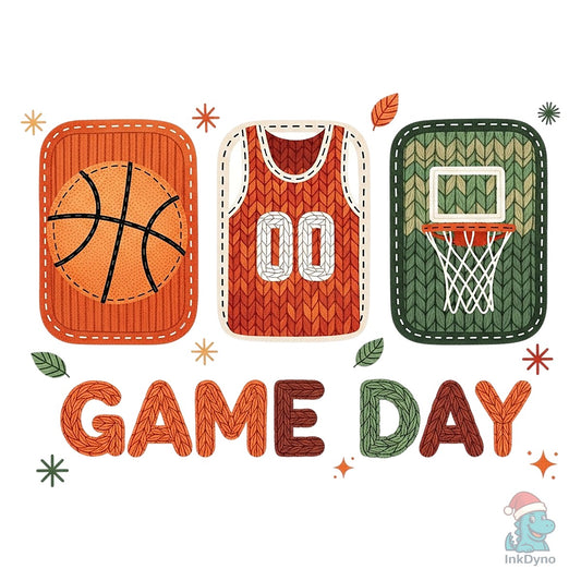 Game Day Basketball Faux Yarn Game - DTF Transfer